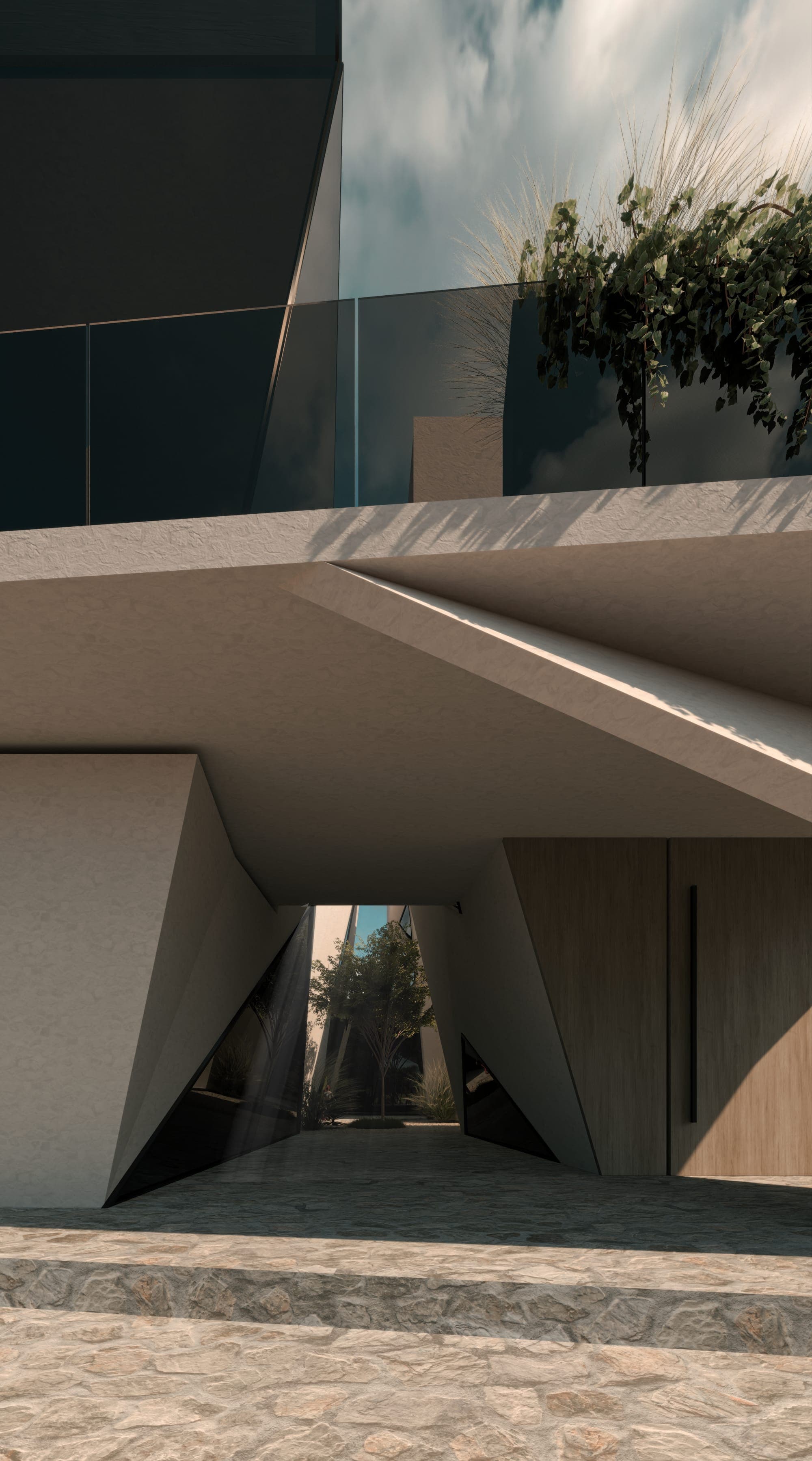 Horizon Villa. A long, low contemporary villa drawn in horizontal planes: deep cantilevers, framed views and light that moves through the house all day.