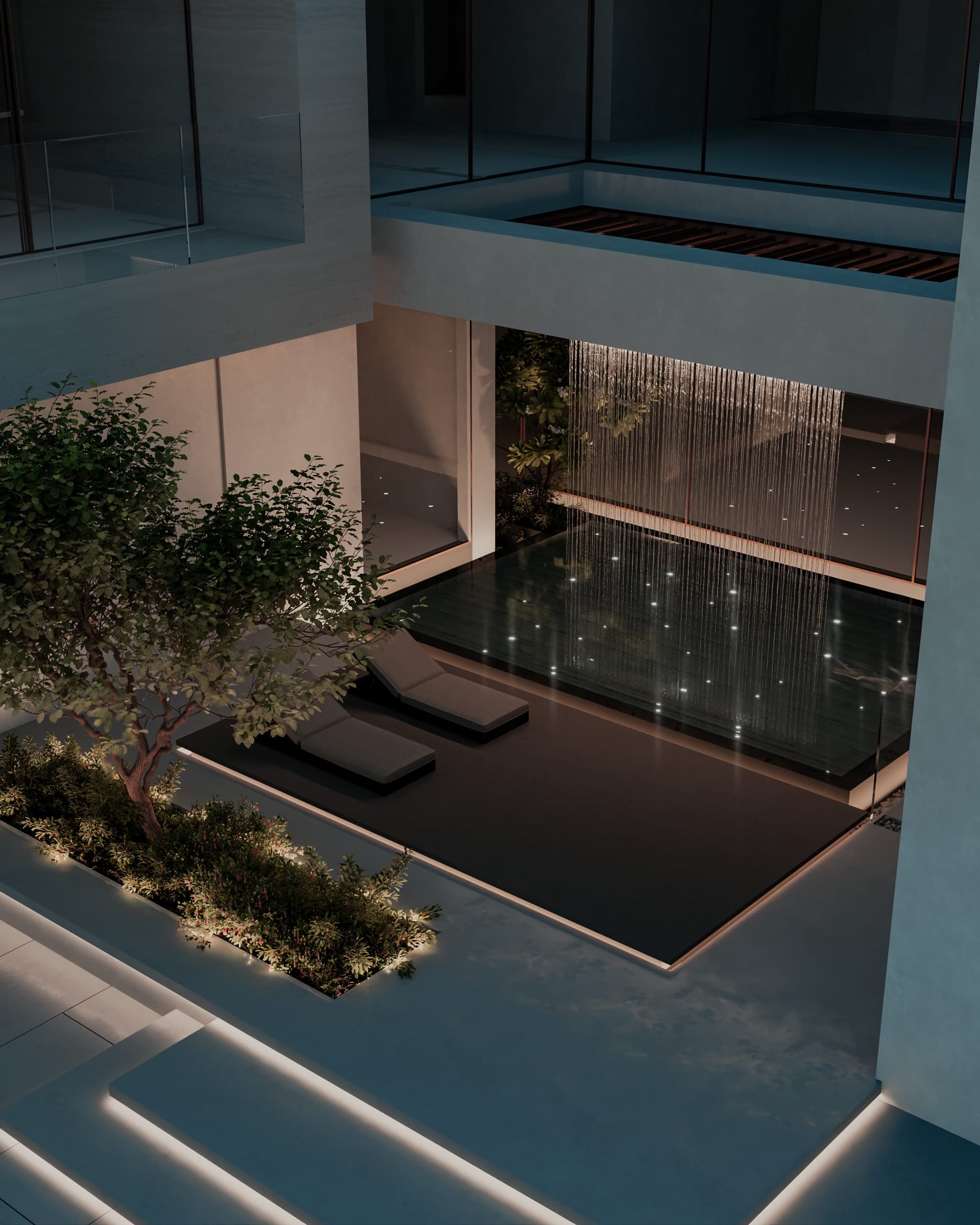 Terrace Villa. A stepped villa that turns a sloping plot into a sequence of gardens, terraces and shaded outdoor rooms.