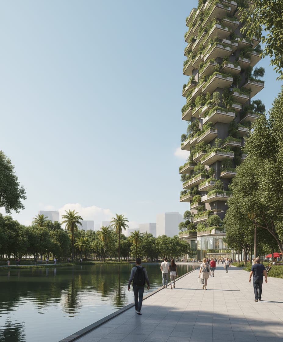 Verde Residences. A vertical-garden residential tower where cascading planted terraces give every apartment its own piece of landscape.